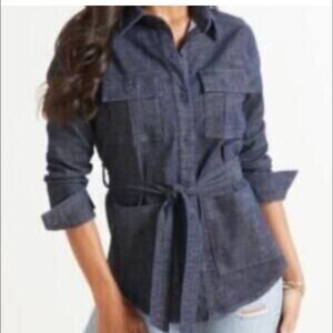 New with Tags Level99 Emma Belted Denim Shacket Sz M